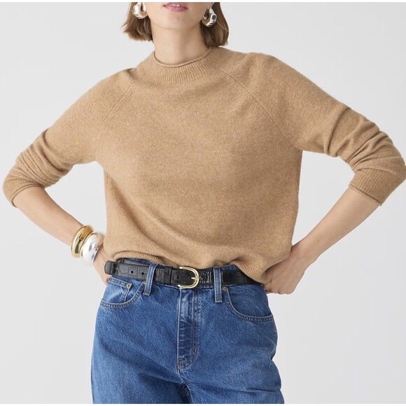 J. Crew Rollneck Sweater in Supersoft Yarn Tan Heather Preppy Classic 2X BD613 - Picture 1 of 12